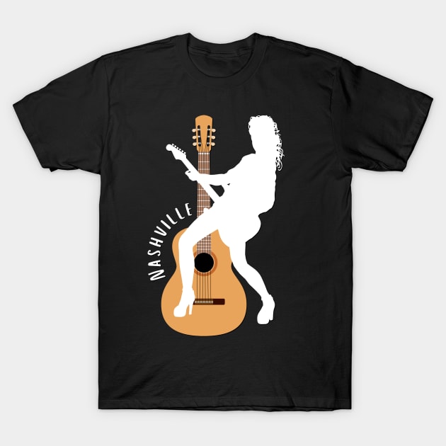 City of Music Nashville Tennessee guitar home of country music USA city break T-Shirt by BoogieCreates